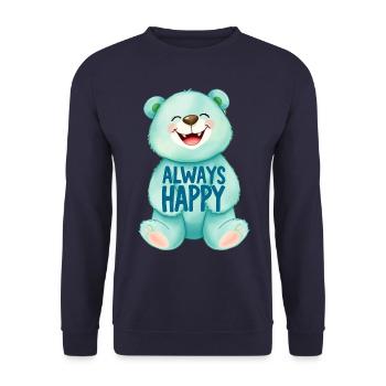 Cute Teddy Bear is ALWAYS HAPPY 1 - Unisex Pullover - Navy - Vorne - Alina (178cm) & Michal (187cm)