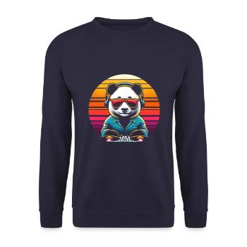 Panda DJ - Unisex Pullover - Navy - Vorne - Alina (178cm) & Michal (187cm)