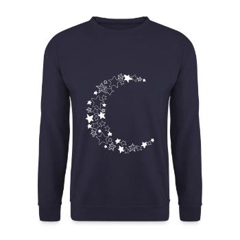 Mondsichel aus Sternen - Unisex Pullover - Navy - Vorne - Alina (178cm) & Michal (187cm)