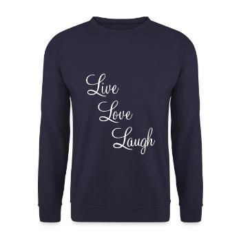 Live - Love - Laugh - Unisex Pullover - Navy - Vorne - Alina (178cm) & Michal (187cm)