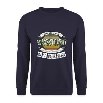 Werkstudent - soll ich das übersetzen? STRESS - Unisex Pullover - Navy - Vorne - Alina (178cm) & Michal (187cm)