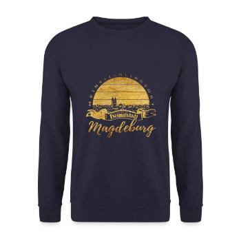Magdeburg - Unisex Pullover - Navy - Vorne - Alina (178cm) & Michal (187cm)