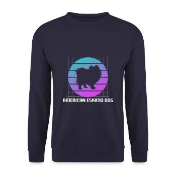 Retro American Eskimo Dog Lover - Unisex Sweatshirt - navy - Front - Alina (178cm) & Michal (187cm)