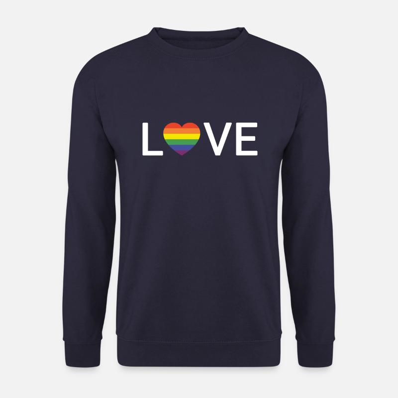 LOVE | Rainbow LGBTQIA Pride | weiße Schrift - Unisex Pullover - Navy