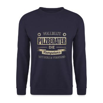 Pilzberater Spruch - Unisex Pullover - Navy - Vorne - Alina (178cm) & Michal (187cm)