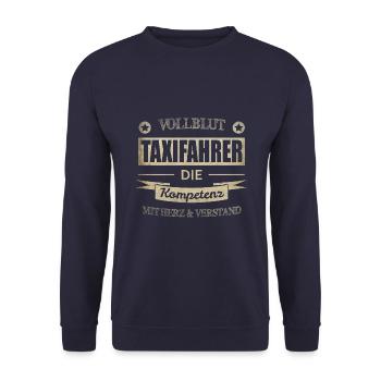 Taxifahrer Spruch - Unisex Pullover - Navy - Vorne - Alina (178cm) & Michal (187cm)