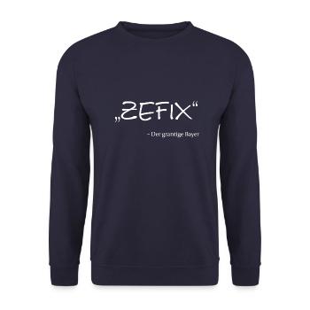 Zefix - Der grantige Bayer - Unisex Pullover - Navy - Vorne - Alina (178cm) & Michal (187cm)