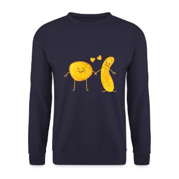 Snack Freunde - Unisex Pullover - Navy - Vorne - Alina (178cm) & Michal (187cm)