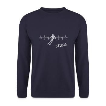 ski fahren skiing pistensau - Unisex Pullover - Navy - Vorne - Alina (178cm) & Michal (187cm)
