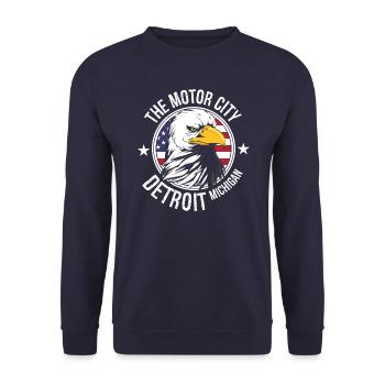Detroit - Unisex Pullover - Navy - Vorne - Alina (178cm) & Michal (187cm)
