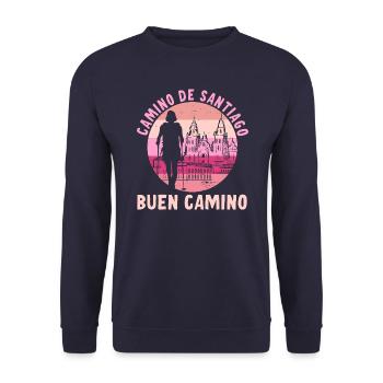 Buen Camino de Santiago de Compostela Jakobsweg - Unisex Sweatshirt - navy - Front - Alina (178cm) & Michal (187cm)