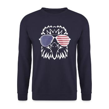4. Juli USA - Unisex Pullover - Navy - Vorne - Alina (178cm) & Michal (187cm)