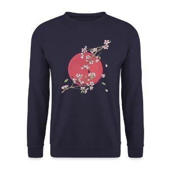 Japanese Cherry Blossom Sakura - Unisex Sweatshirt - navy - Front - Alina (178cm) & Michal (187cm)