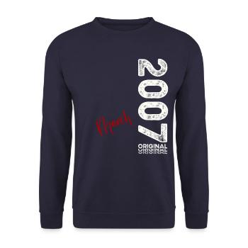 18. Geburtstag Geschenk Mann Vintage März 2007 - Unisex Pullover - Navy - Vorne - Alina (178cm) & Michal (187cm)