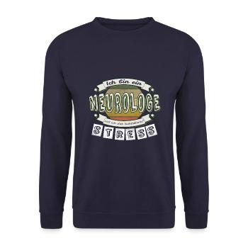 Neurologe - soll ich das buchstabieren? STRESS - Unisex Pullover - Navy - Vorne - Alina (178cm) & Michal (187cm)