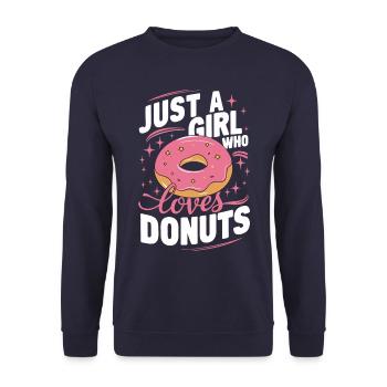 Donut Donuts Süßigkeiten Bagel - Unisex Pullover - Navy - Vorne - Alina (178cm) & Michal (187cm)