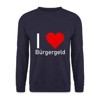 I love Bürgergeld - Unisex Pullover - Navy - Vorne - Alina (178cm) & Michal (187cm)