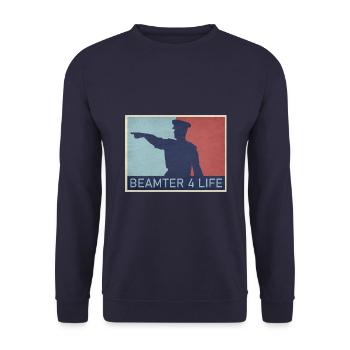 Beamter auf Lebenszeit - Unisex Pullover - Navy - Vorne - Alina (178cm) & Michal (187cm)