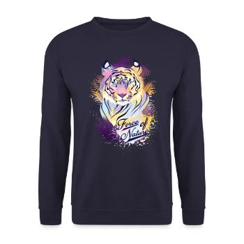TIGER FORCE OF NATURE Tee Shirts - Sweat-shirt Unisexe - marine - Devant - Alina (178cm) & Michal (187cm)