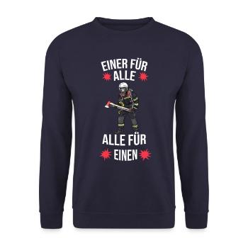 Feuerwehr Team Teamgeist - Unisex Pullover - Navy - Vorne - Alina (178cm) & Michal (187cm)