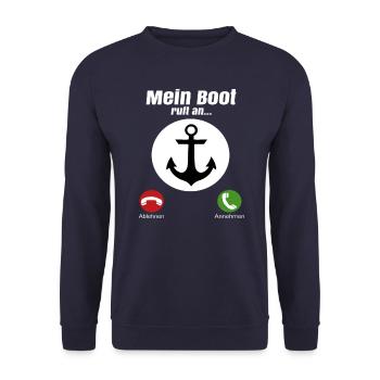 Mein Boot ruft an... - Unisex Pullover - Navy - Vorne - Alina (178cm) & Michal (187cm)