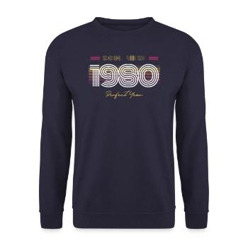 Birthday Cool since 1980 - Unisex Sweatshirt - navy - Front - Alina (178cm) & Michal (187cm)