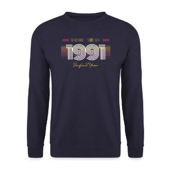 Geburtstag Cool seit 1991 - Unisex Pullover - Navy - Vorne - Alina (178cm) & Michal (187cm)