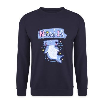 Cute Hammerhead Shark. Nailed It. - Unisex Sweatshirt - navy - Front - Alina (178cm) & Michal (187cm)
