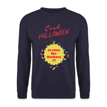 bonbons halloween - Sweat-shirt Unisexe - marine - Devant - Alina (178cm) & Michal (187cm)