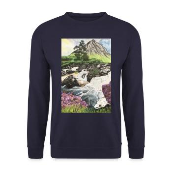 Iceland Kirkjufell Travel Hiking Iceland Volcano - Unisex Sweatshirt - navy - Front - Alina (178cm) & Michal (187cm)