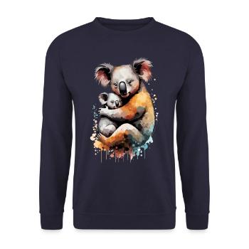 Aquarelle koala avec bébé - Sweat-shirt Unisexe - marine - Devant - Alina (178cm) & Michal (187cm)