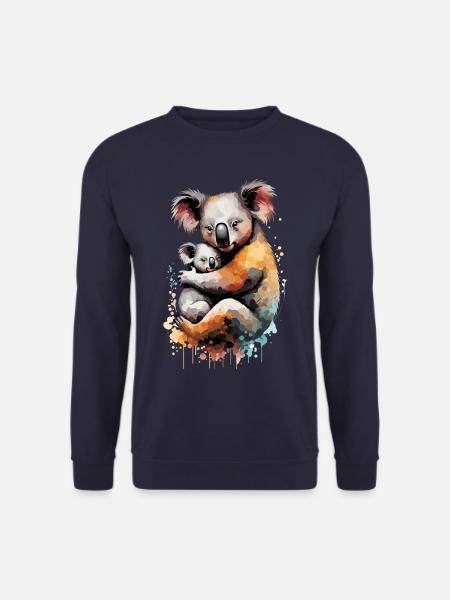 Aquarell-Koala mit Baby - Unisex Pullover - Navy