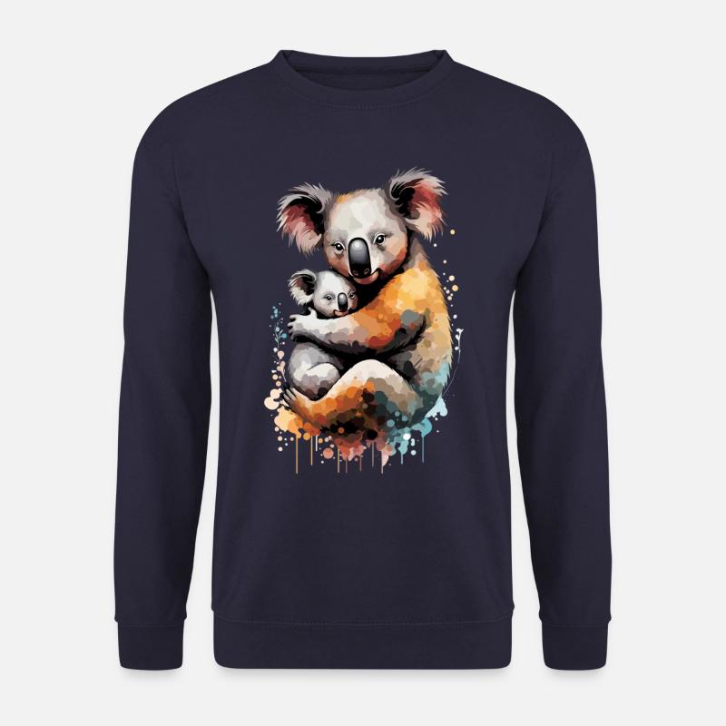 Aquarell-Koala mit Baby - Unisex Pullover - Navy