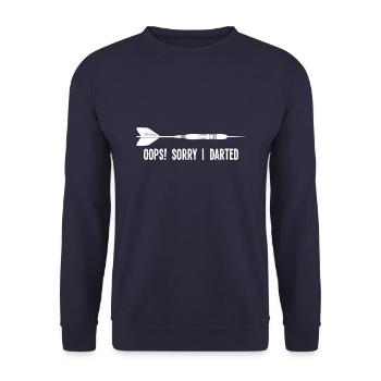 Sorry I Darted – Lustig Darts Fart - Unisex Pullover - Navy - Vorne - Alina (178cm) & Michal (187cm)