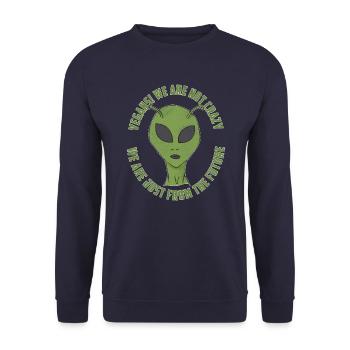 Vegans wir sind nicht verrückt von zukünftigen Geschenk - Unisex Pullover - Navy - Vorne - Alina (178cm) & Michal (187cm)