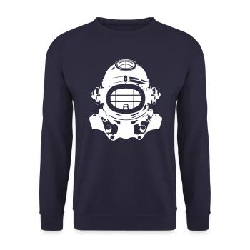 Taucherhelm Tauchen Apnoe Vintage - Unisex Pullover - Navy - Vorne - Alina (178cm) & Michal (187cm)