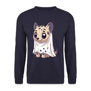 Hyène Halloween Bande dessinée Fantôme - Sweat-shirt Unisexe - marine - Devant - Alina (178cm) & Michal (187cm)