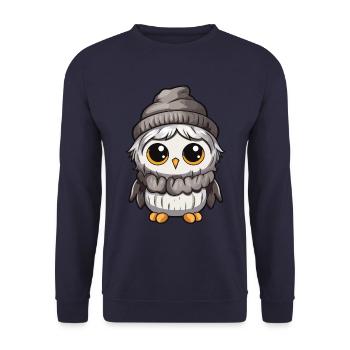 Hibou Comic Hiver Confortable - Sweat-shirt Unisexe - marine - Devant - Alina (178cm) & Michal (187cm)