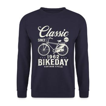Cycliste 1962 Vélo 60 Ans Anniversaire - Sweat-shirt Unisexe - marine - Devant - Alina (178cm) & Michal (187cm)