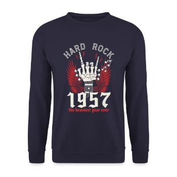Musicien Hard Rock 1957 65 Ans Anniversaire - Sweat-shirt Unisexe - marine - Devant - Alina (178cm) & Michal (187cm)