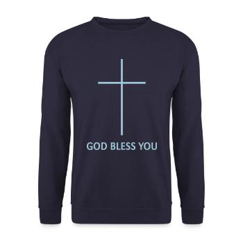 God Bless You (Christian Blessing / Religion) - Unisex Sweatshirt - navy - Front - Alina (178cm) & Michal (187cm)