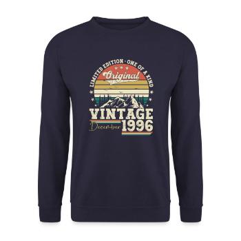 Original December 1996 26th Birthday Gift - Unisex Sweatshirt - navy - Front - Alina (178cm) & Michal (187cm)