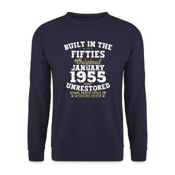 Né en 1955 janvier 68e anniversaire cadeau homme - Sweat-shirt Unisexe - marine - Devant - Alina (178cm) & Michal (187cm)