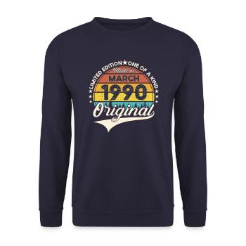 33rd birthday man Original March born 1990 - Unisex Sweatshirt - navy - Front - Alina (178cm) & Michal (187cm)