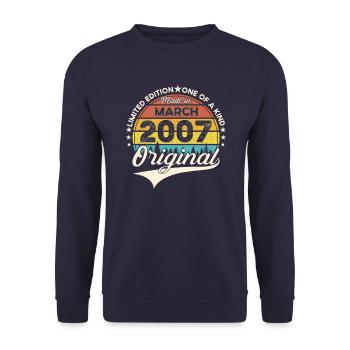 16th birthday man Original March vintage 2007 - Unisex Sweatshirt - navy - Front - Alina (178cm) & Michal (187cm)