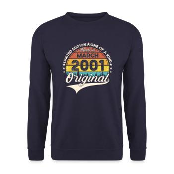 22nd birthday man Original March Born 2001 - Unisex Sweatshirt - navy - Front - Alina (178cm) & Michal (187cm)