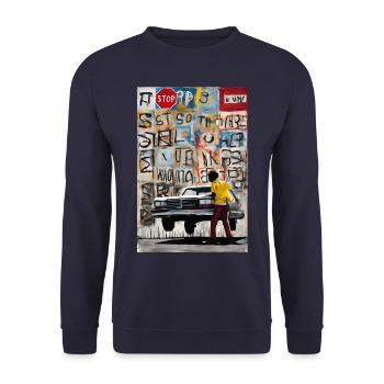 T-shirt Sweatshirt "Rêverie Urbaine Graffit" - Unisex Sweatshirt - navy - Front - Alina (178cm) & Michal (187cm)