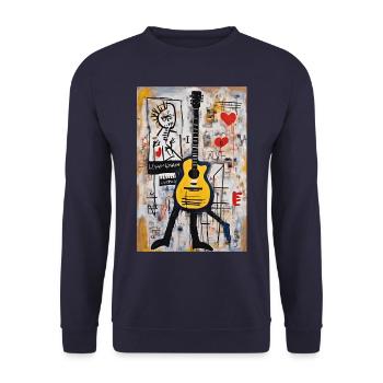 "Accords Visuels – Tee-shirt Design Musique" - Sweat-shirt Unisexe - marine - Devant - Alina (178cm) & Michal (187cm)