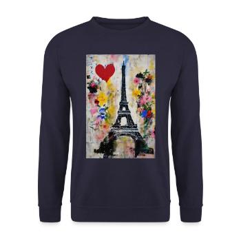 "Élégance Parisienne Tee" - Sweat-shirt Unisexe - marine - Devant - Alina (178cm) & Michal (187cm)