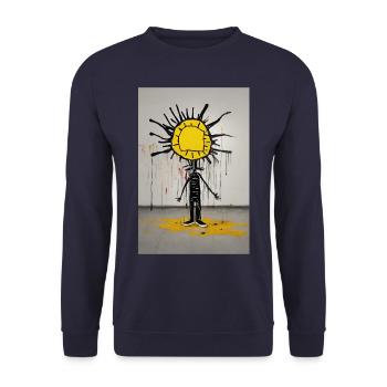 T-Shirt-Sweatshirt "Die Finsternis des Seins" - Unisex Pullover - Navy - Vorne - Alina (178cm) & Michal (187cm)